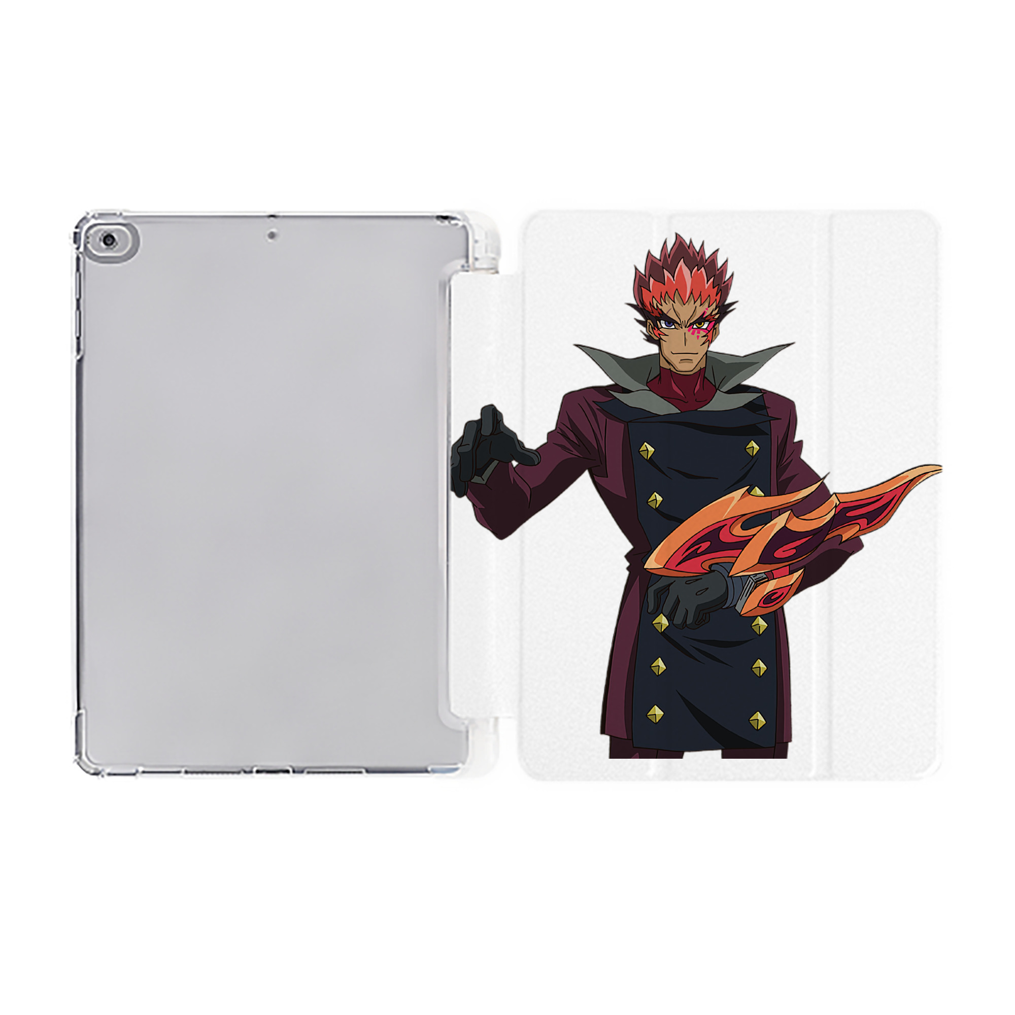 （画像用） 遊☆戯☆王 Yu-Gi-Oh! IPad ケース ペン収納付き 三つ折りスタンド PUレザー×シリコン 対応機種9.5/10.5/10.9インチ